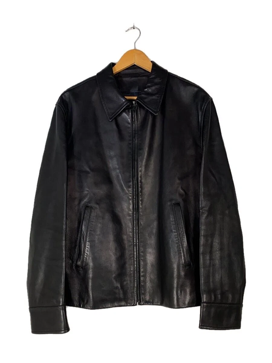 GUCCI Giacca Bomber in Pelle Taglia 48 Pelle di Vacchetta Nero Tinta Unita