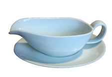 White Ceramic Gravy Boat 9" X 3" with Plate 9"