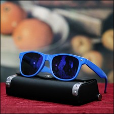 NEW UNISEX NEON SUNGLASSES RETRO BLUE RAVE TRENDY GEEK FUN SHADES MIRROR LENS