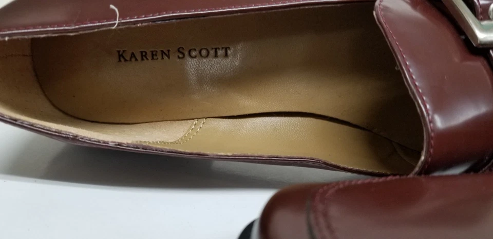 Mujer Shoes-Karen Scott Hebilla de Cuero Loafers-Brown-Size 8.5M-NEW - Imagen 4 de 4