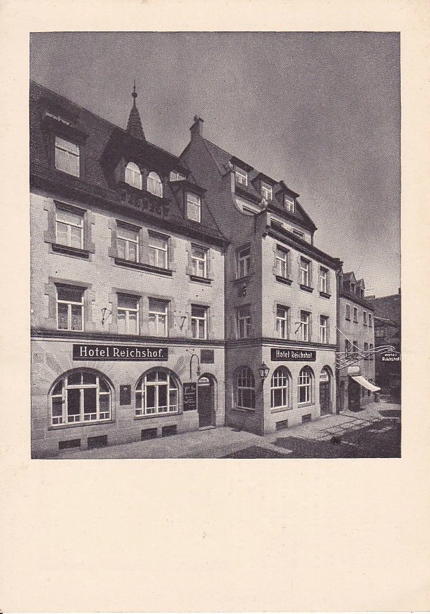 uralte AK, Nürnberg Hotel Reichshof, Schreibfeld mit Werbung ausgefüllt - Bild 1 von 1