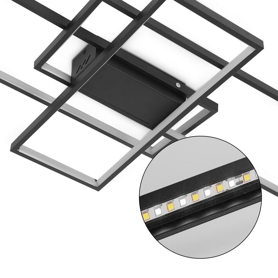 Chandelier Modern Frame Light Black Living Lights LED Room Ceiling Lamp