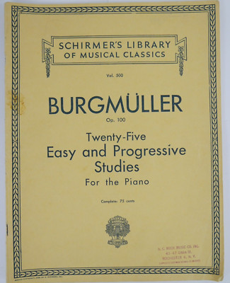 Burgmuller Twenty Five Studies for Piano Vol. 500 Schirmer's Library Sheet Music