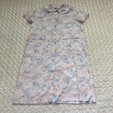 Carriage Court Misses Small 8-10 Pearl Snap Front House Coat Floral Pockets Robe