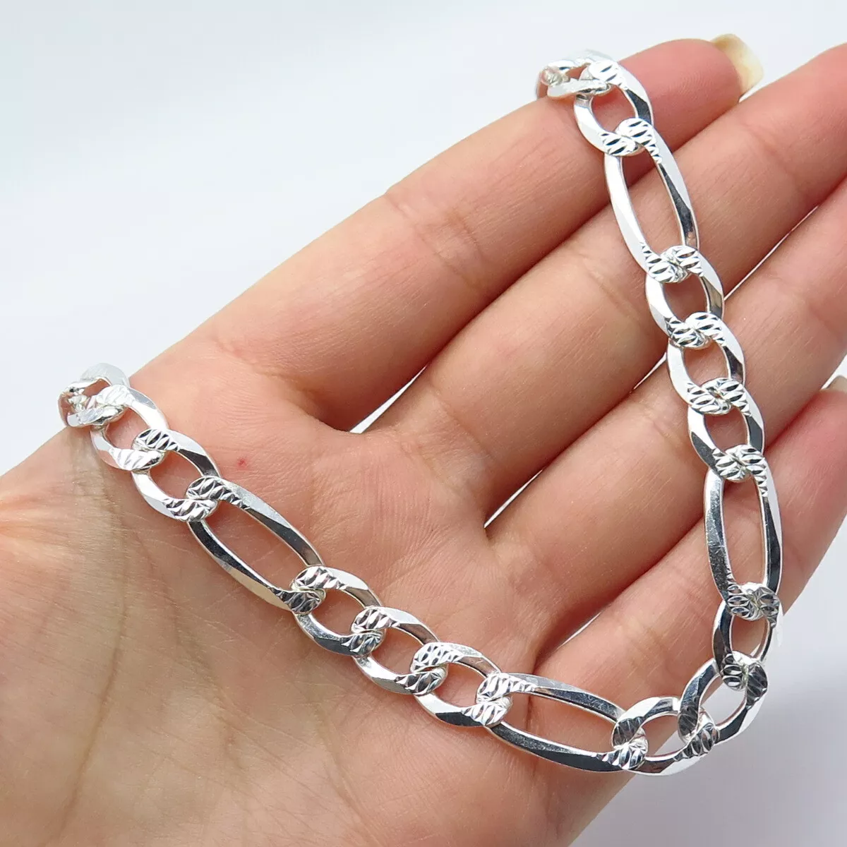 925 Sterling Silver Italy P. Lux Figaro Chain Necklace 21