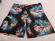 Columbia PFG Mens 36 Board Shorts Swim Trunks Black Fishing Omni-Shield Fish