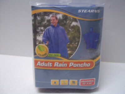 Stearns Adult Universal Size Rain Poncho Dry Wear Waterproof 50  x 80  NEW