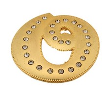 Initial O Letter o Western Belt Buckle Gold Metal Iced Style Rhinestones Womens