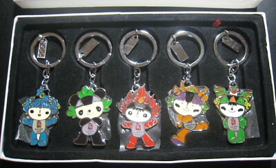 BEIJING 2008 SUMMER OLYMPIC GAMES CHINA OFFICIAL MASCOT 5 KEYCHAIN SET ...