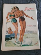 VTG 1947 Orig Magazine Ad JANTZEN Swimsuits Makes The World Swim Take The Plunge
