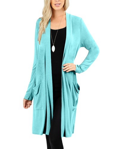 NE PEOPLE Damen Basic Langarm vorne offen lässig Taschen Cardigan NEUJ1440 - Bild 62 von 125