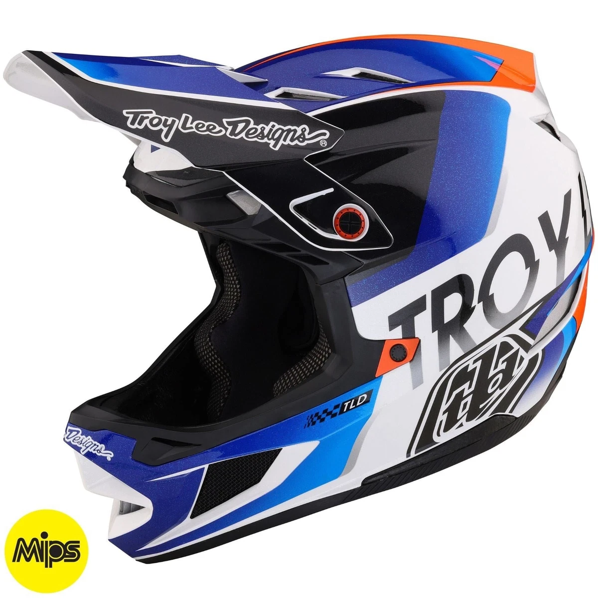 Troy Lee Designs D4 Composite MIPS Helmet TLD BMX MTB DH Qualifier White Blue