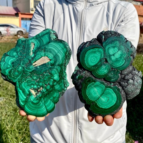4.01LB A Pair Natural Green Malachite Crystal Flaky Pattern Ore Specimen Quartz - 第 10/12 張圖片