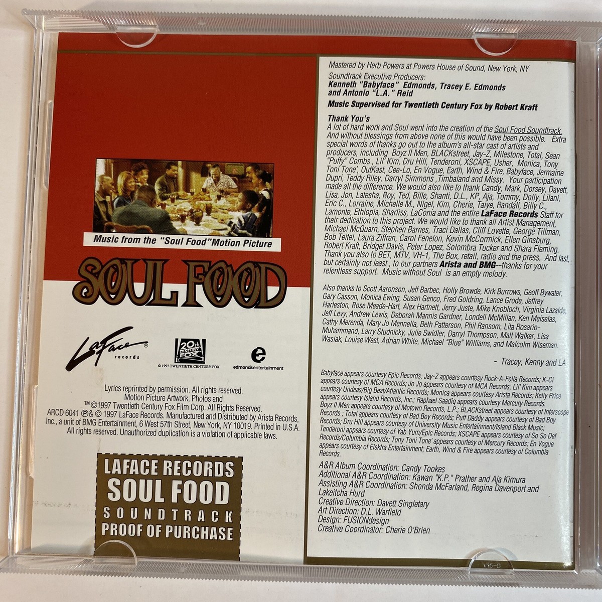 Soul Food Soundtrack (CD, 1997) LaFace Boyz II Men Blackstreet Jay