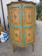 CANTONALE LACCATO VENEZIANO BOMBATO - 2 ANTE DIPINTE A FIORI - ANTICO PRIMI '800