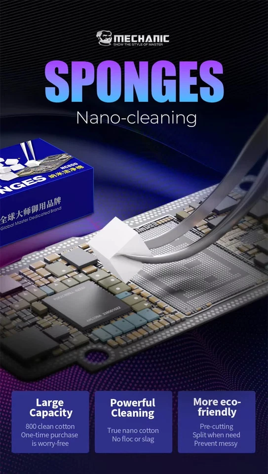 Mechanic NC800 Nano Cleaning Sponges for PCB Motherboard Cleaning 800Pcs - Image 3 of 4