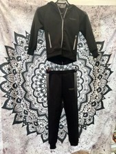 McKenzie Tracksuit Age 6-7 Yrs Hoodie And Trousers Black Silver Detail Used