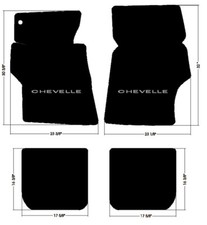 New 1966-1967 Chevelle Floor Mats Black Carpet Embroidered Silver Logo Set Of 4 New 1966-1967 Chevelle Floor Mats Black Carpet Embroidered Silver Logo Set Of 4