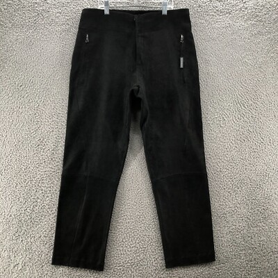 Emporio Armani Pants Womens 54 Black Lamp Leather Zip Pockets Trousers *