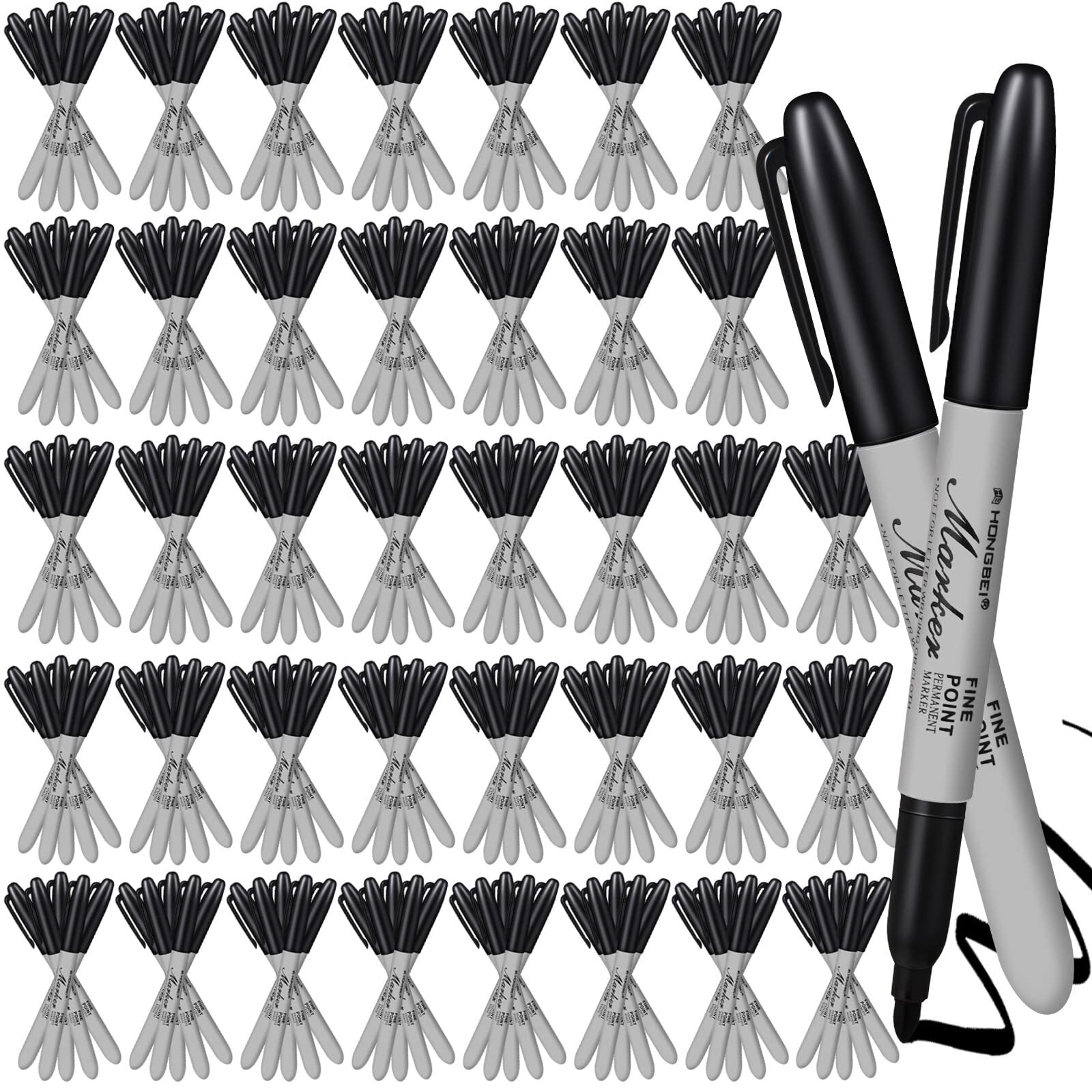 160 Pack Permanent Markers Bulk Black Permanent Marker Set Fine Point Marker ...