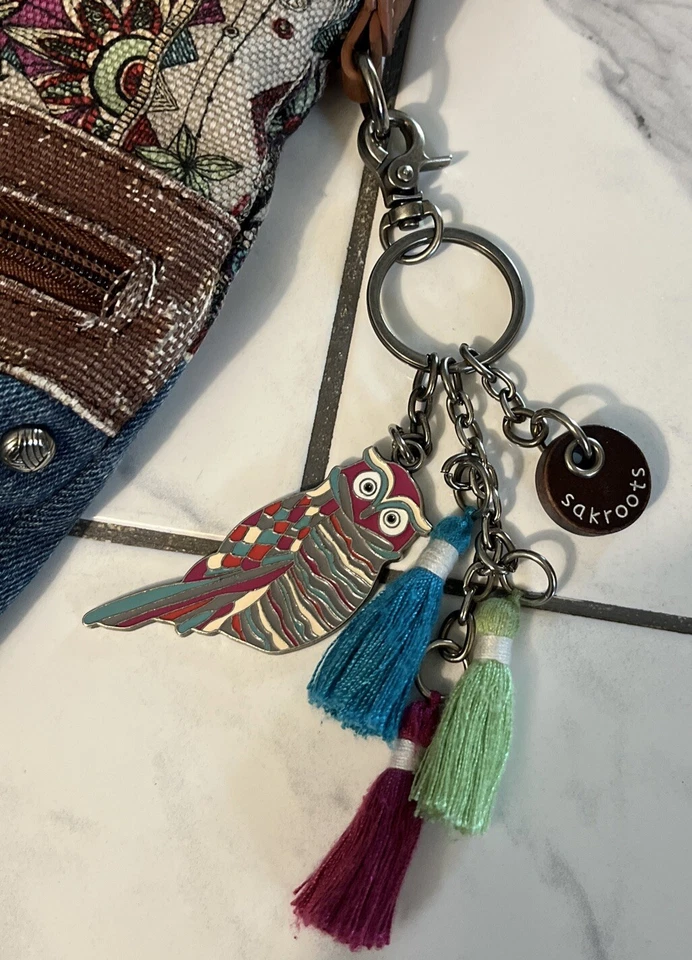 Sakroots Denim Jute & Cotton Fabric Bohemian Hippie Crossbody Bag With Wallet - Image 2 of 4