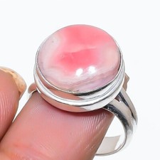 Natural Rhodochrosite Gemstone 925 Sterling Silver Jewelry Ring Size 7.5 US 