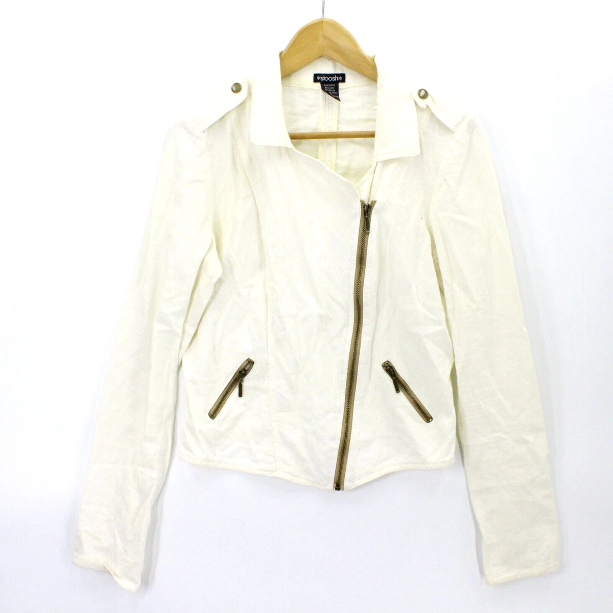 Linen biker shop jacket womens