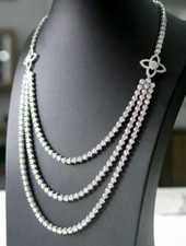 10.25ct Natural Diamond & 18ct White Gold 3 Tier Necklace 19inch/63.5g RRP£29500