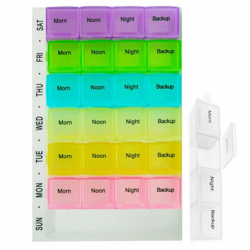 Weekly Pill Box 7 Day 28 Compartment Tablet Organiser Medicine Storage