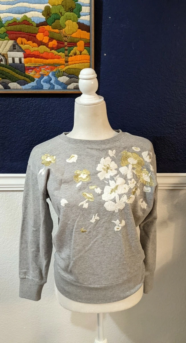 J crew sale embroidered flower sweatshirt
