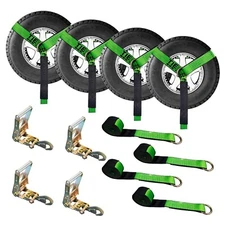 4 Set 2" x 10' Ratchet Wheel Lift Lasso Strap w/Snap Hook Tow Truck Flatbed
