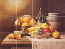 24 x 18 Art Apples Bananas Colorful Mural Ceramic Backsplash Tile #168