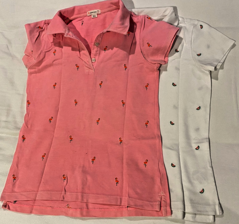 JCrew Crewcuts polo shirts for girls pink flamingos white watermelon size 12