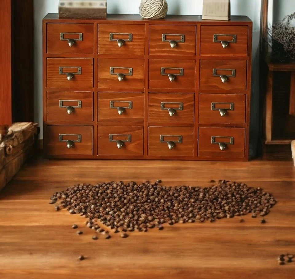 TRAUMHAFTE Kommode kleiner Apothekerschrank Braun Vintage 16 Schubladen 51x35cm - Bild 3 von 4