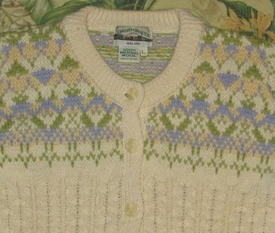 ARAN CRAFTS Ireland Merino Wool Cardigan Sweater Large