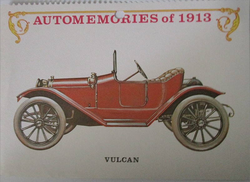 1913 Vulcan Roadster car calendar print (orange, no top)