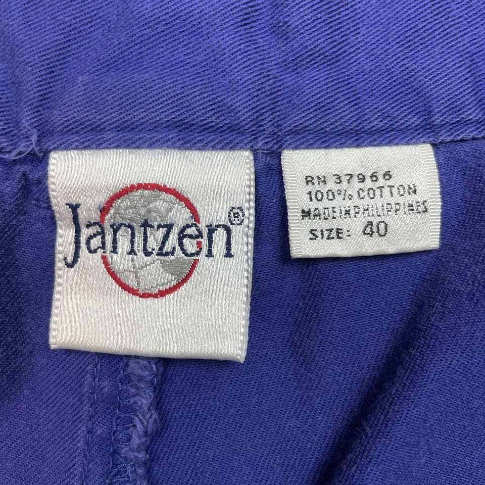 Pantalones Cortos Chinos Jantzen Vintage Años 90 Para Hombre 40 Plisados Algodón Cintura Elástica Púrpura Foto 3 de 4
