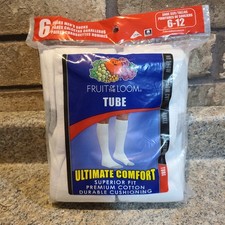 Vintage 2010 Fruit of the Loom Tube Socks, Pack of 6, Size 6-12, New  Sealed C6