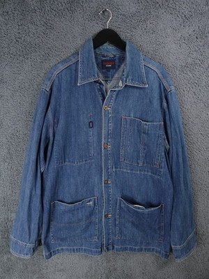 Vintage Tommy Hilfiger Jacke Herren Large Blau Denim Skate Chore Oi Polloi Worker