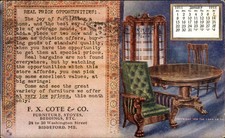 Biddeford Maine FX Cote Co Furniture Advert c1900-20s Vintage Postcard