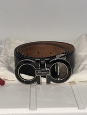 Salvatore Ferragamo Men's Double Gancini Buckle Leather Belt.