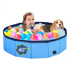 Dog Pool, Foldable Pet Swimming Pool with 6mm High-Strength PP Board, Hard Pl...