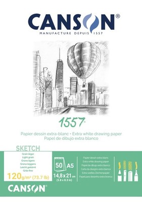 1557 Extra White 120gsm A5 Sketch Paper Light Grain Art Supplies 50 PCS