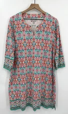 Coolibar Dress Women XL Green Orange UPF 50 Sun Protection Outdoor Beach