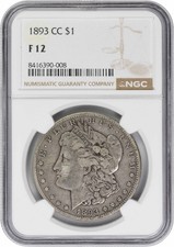 1893-CC Morgan Silver Dollar F12 NGC