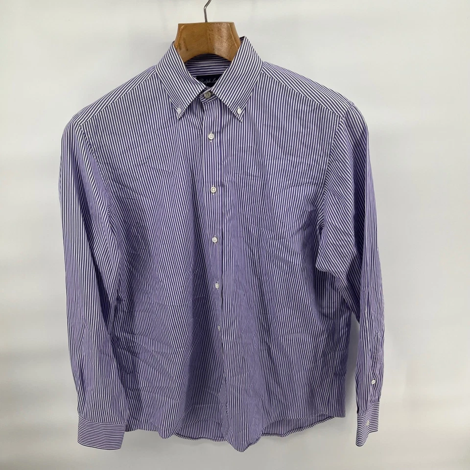 Camisa Ralph Lauren Etiqueta Púrpura 100% Algodón Rayas Hecha en Italia Abotonada L Foto 2 de 4