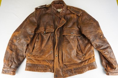 VTG Adam Spencer Leather Zip Bomber Jacket Distressed Quilted Lined Heavy 42R