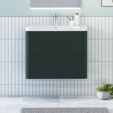 Image of 600/700/800mm Bathroom Wall Mounted Vanity Unit Furniture Cabinet 2 Drawer