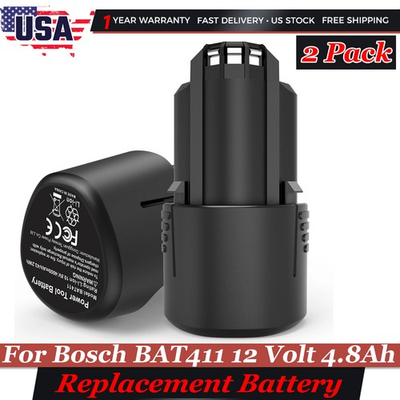 #ad 2 PACK For Bosch 12V BAT411 4.8Ah Lithium Battery BAT412 BAT414 GSR GDR GSB GWI $49.99