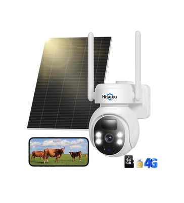 Hiseeu 4G Solar Security Camera 64GB   Outdoor Wireless 360° SIM Card No WiFi
